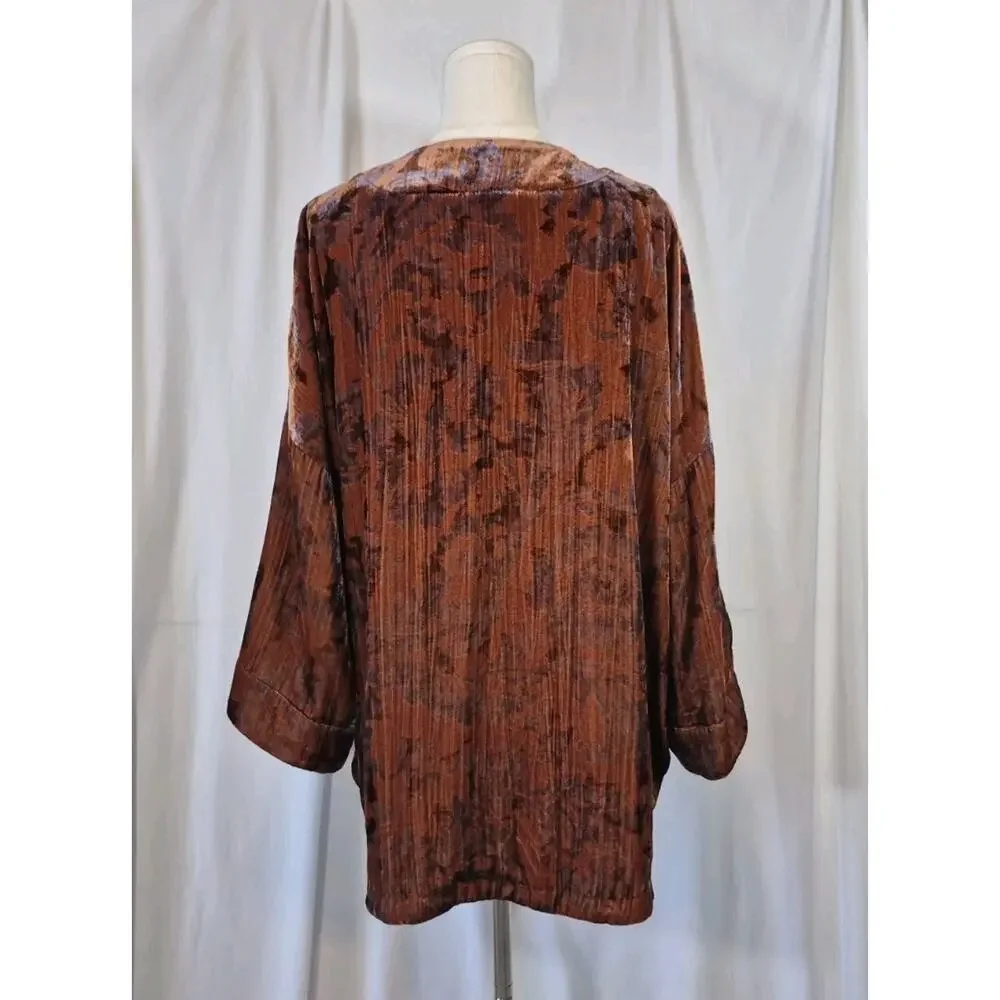 Anthropologie Esme Velvet Rust Kimono Jacket Small - Picture 9 of 11